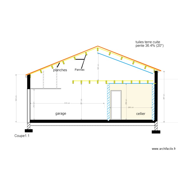 Coté coupe droit. Plan de 0 pièce et 0 m2