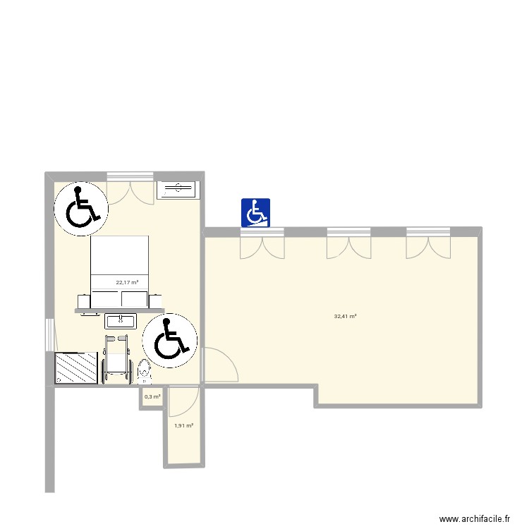 Goulard pmr. Plan de 4 pièces et 57 m2