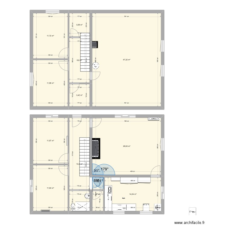 GAILLARD DU BOSC. Plan de 12 pièces et 168 m2