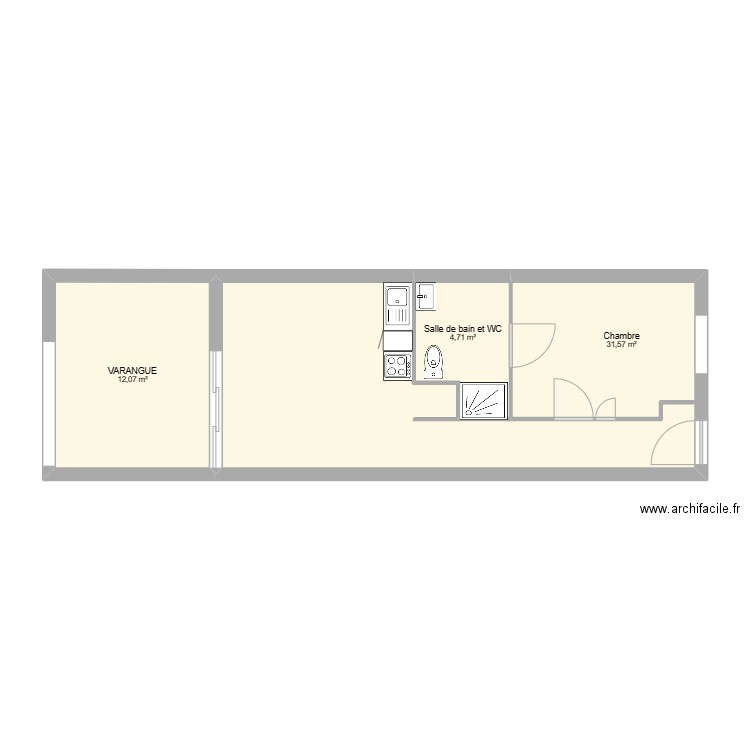 MY FIRST PROJET ABYMES. Plan de 3 pièces et 48 m2