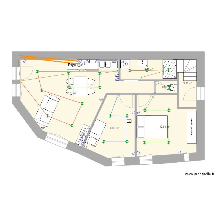 Projet Saint Etienne RDC Electricité. Plan de 0 pièce et 0 m2