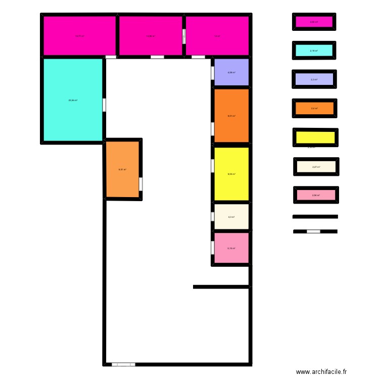 Plan institut. Plan de 17 pièces et 118 m2