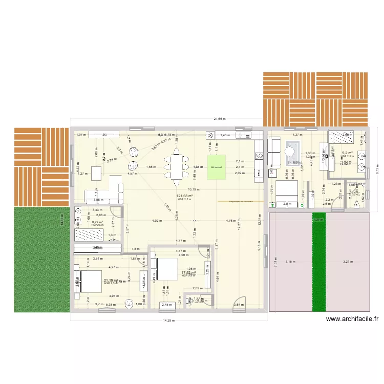 Chambre d\'hôtes 2. Plan de 9 et 213 m² Chambre d\'hôtes 2. Plan de 9 et 213 m²