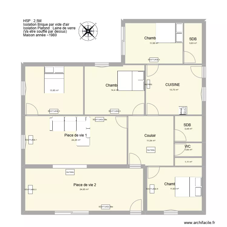 GHIS. Plan de 12  et 135 m²