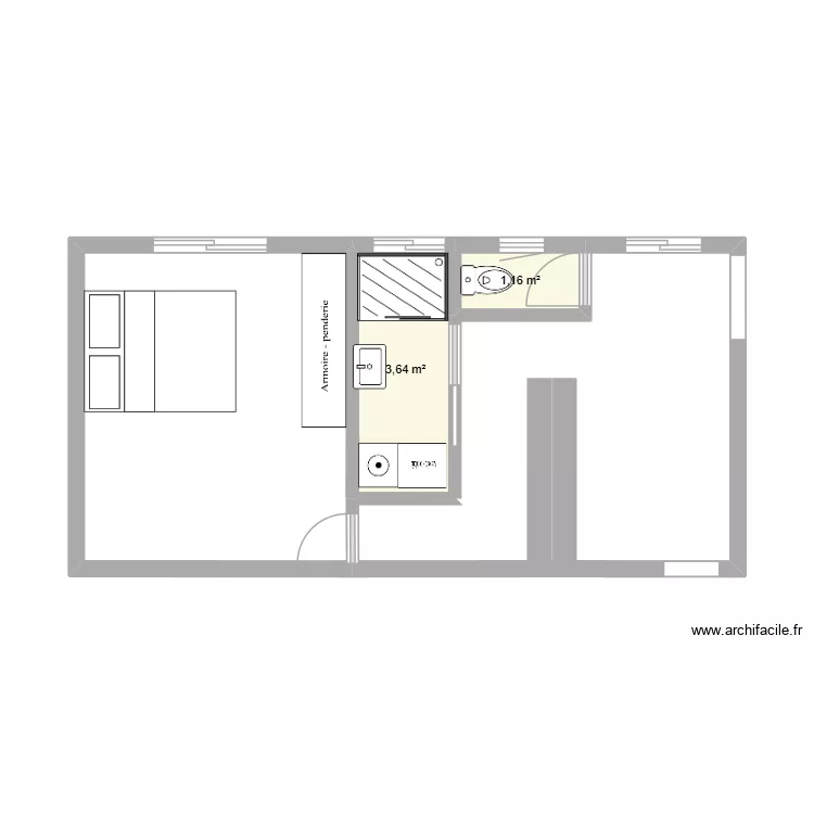 extension 3. Plan de 2  et 5 m²