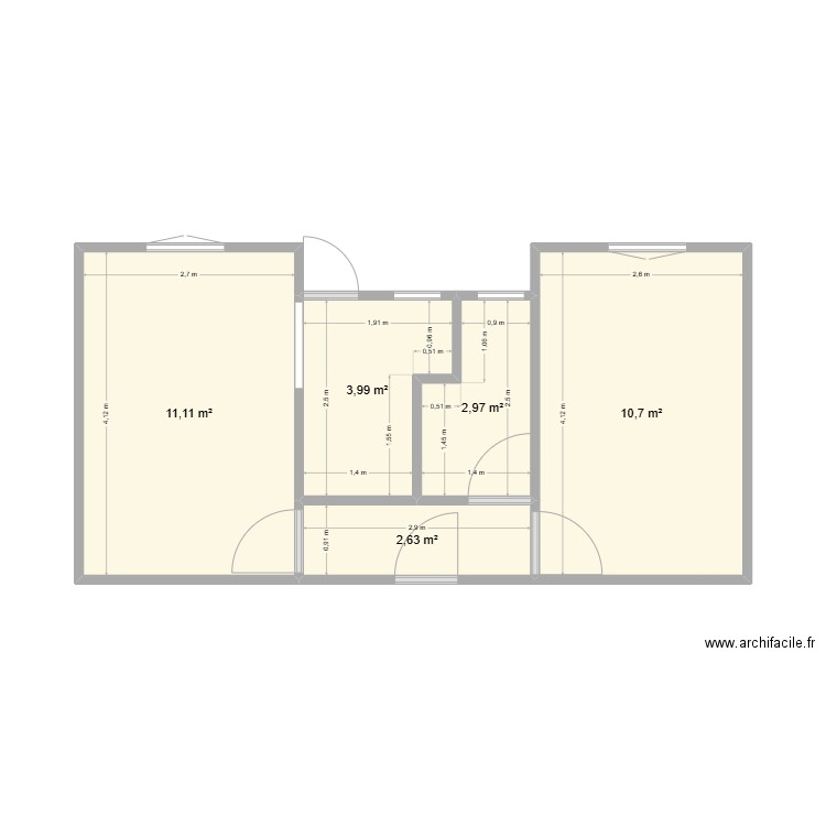 1cannes. Plan de 5 pièces et 31 m2