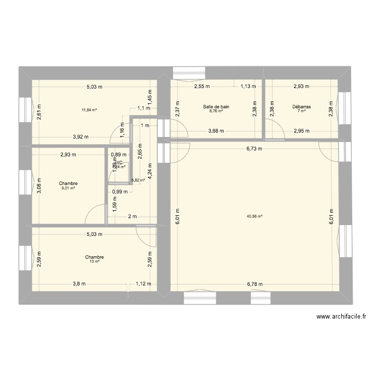 ROUTE DE NEUILLE R+1. Plan de 8 pièces et 97 m2