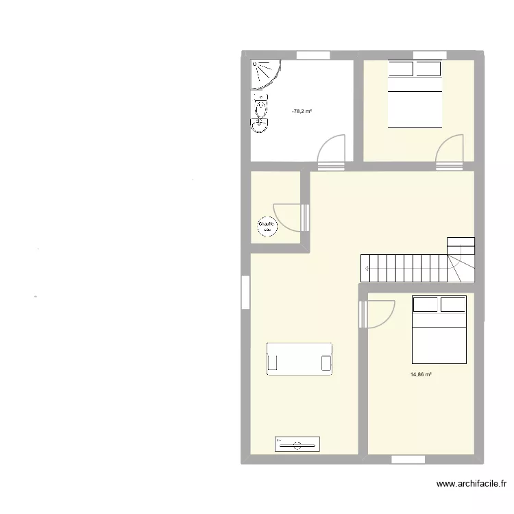 Sous-sol Sam. Plan de 2  et 22 m²