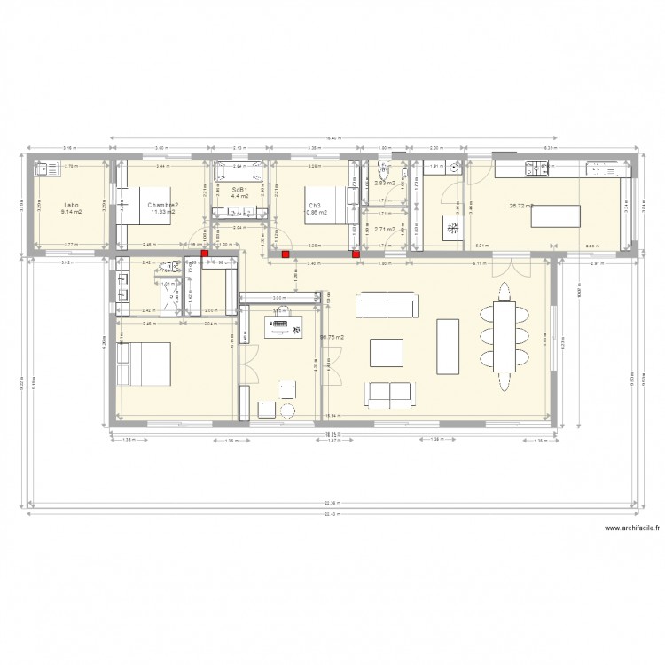 La case bambou maison style créole grandes ouvertures. Plan de 0 pièce et 0 m2