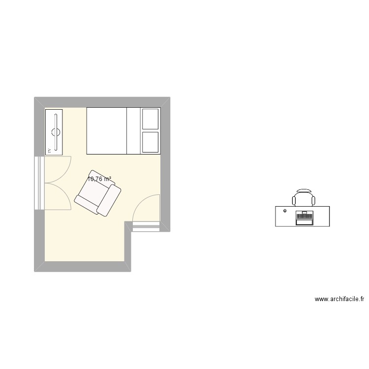 chambre du bas maison Za. Plan de 1 pièce et 11 m2