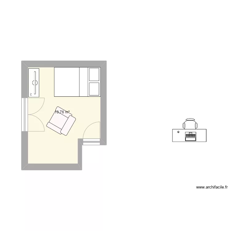 chambre du bas maison Za. Plan de 