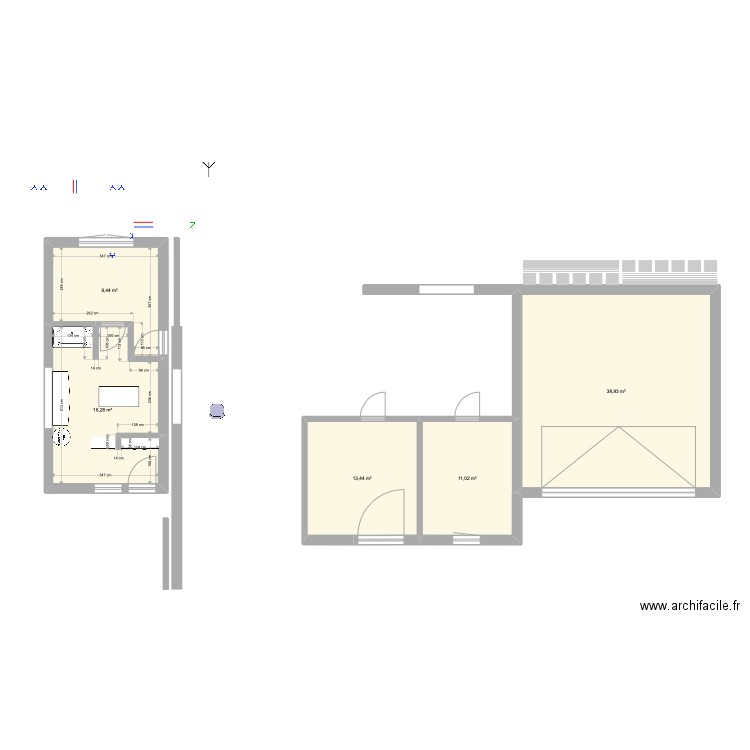Extension salon toilettage 3. Plan de 5 pièces et 89 m2