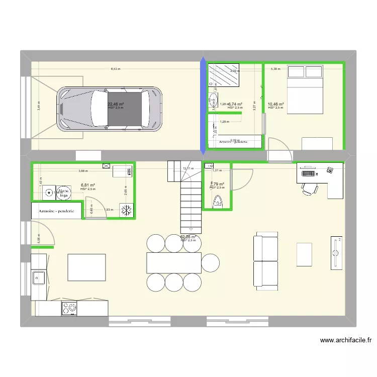 le pr&eacute;. Plan de 21  et 382 m²