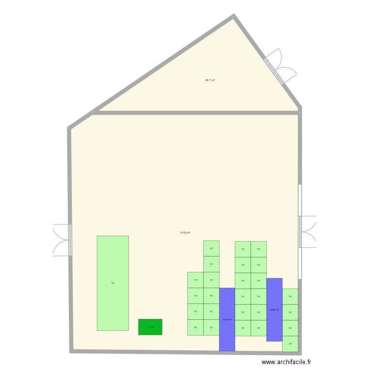 Batiment stockage. Plan de 2 pièces et 252 m2