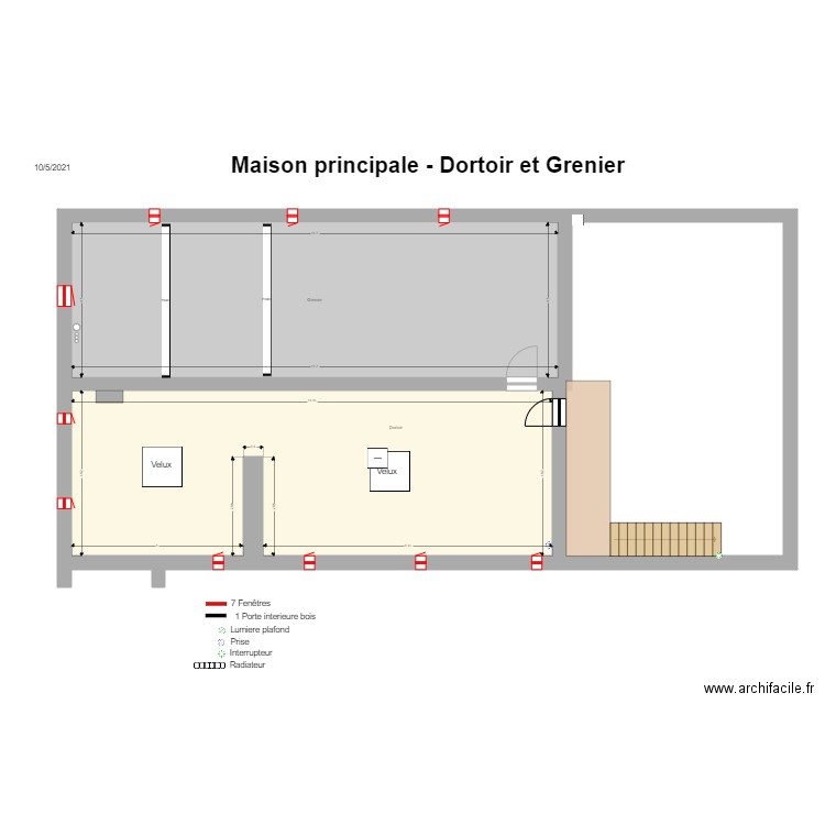 La plaine  Dortoir Grenier V1. Plan de 3 pièces et 191 m2