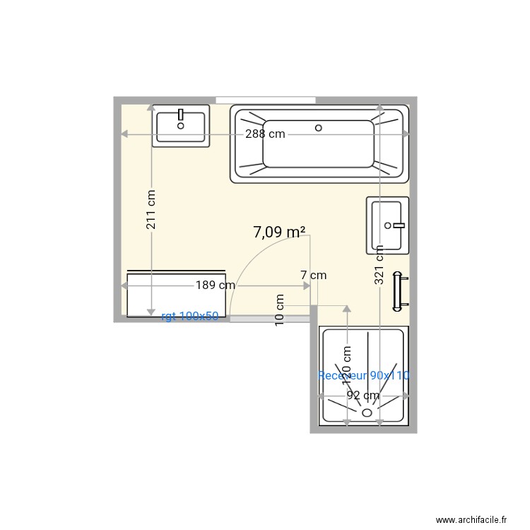 sdb bilques. Plan de 1 pièce et 7 m2