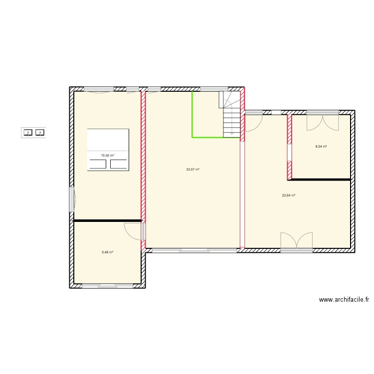 RDC CHECY 3. Plan de 5 pièces et 94 m2