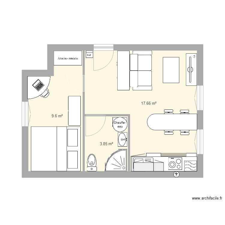 30m appartement t2. Plan de 0 pièce et 0 m2