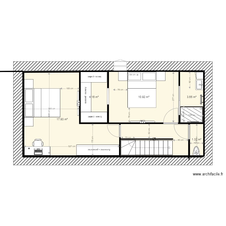 Maison etage  futur version  2. Plan de 7 pièces et 44 m2