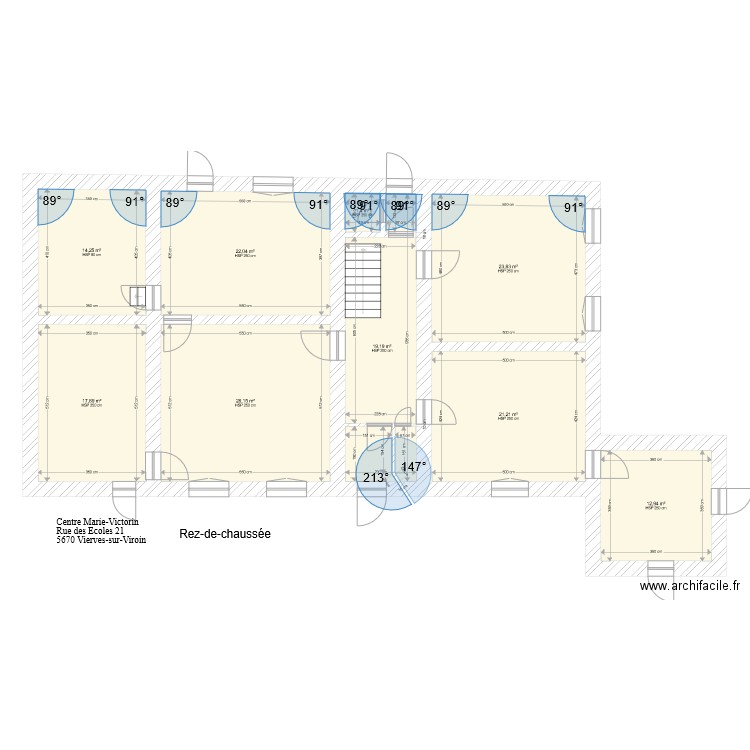 Rez CMV Vierves sol 4. Plan de 9 pièces et 161 m2