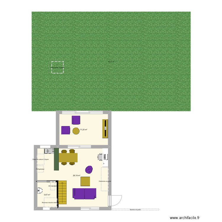 Moulins. Plan de 6 pièces et 70 m2