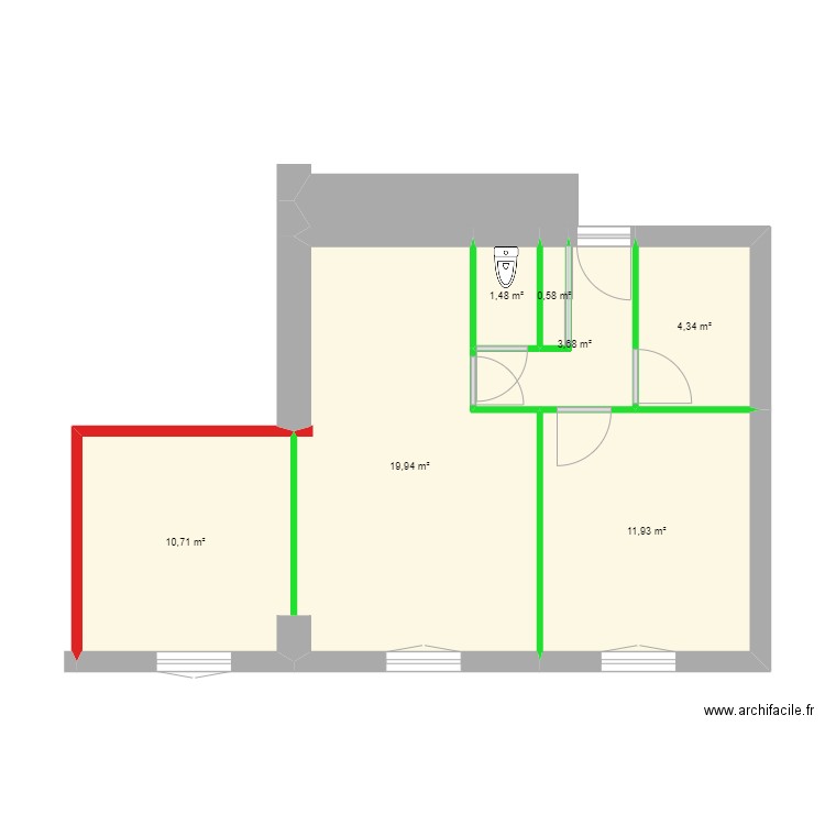 brizeux2. Plan de 7 pièces et 53 m2