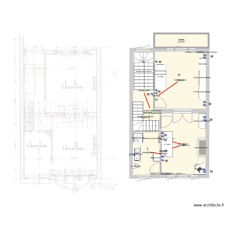 adn 1008 floor 2. Plan de 4 pièces et 56 m2