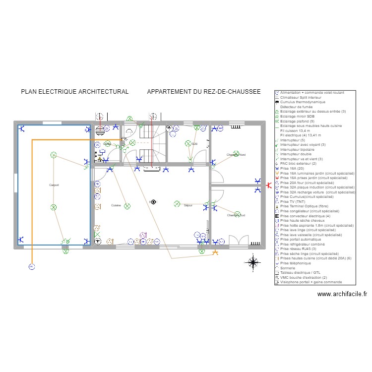 Plan Electrique RDC. Plan de 0 pièce et 0 m2