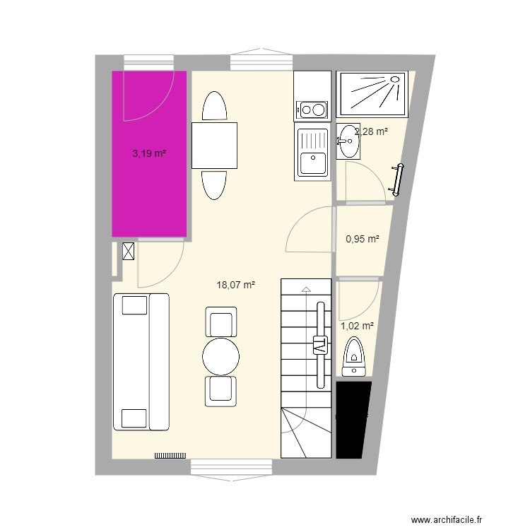  Edouard vaillant 1 f2. Plan de 0 pièce et 0 m2