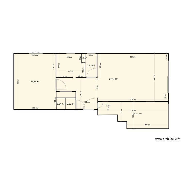 Plan actuel St Maxime 9. Plan de 7 pièces et 51 m2