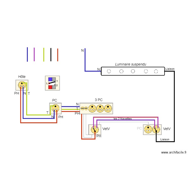 Distribution hôte 01. Plan de 6 pièces et 5 m2