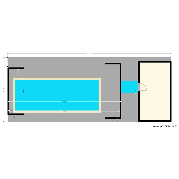 cote 20 février. Plan de 1 pièce et 30 m2