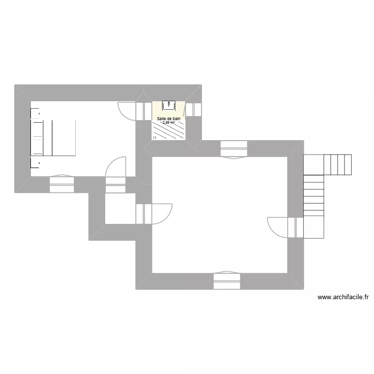 Ruine &eacute;tage. Plan de 1 pièce et 3 m²