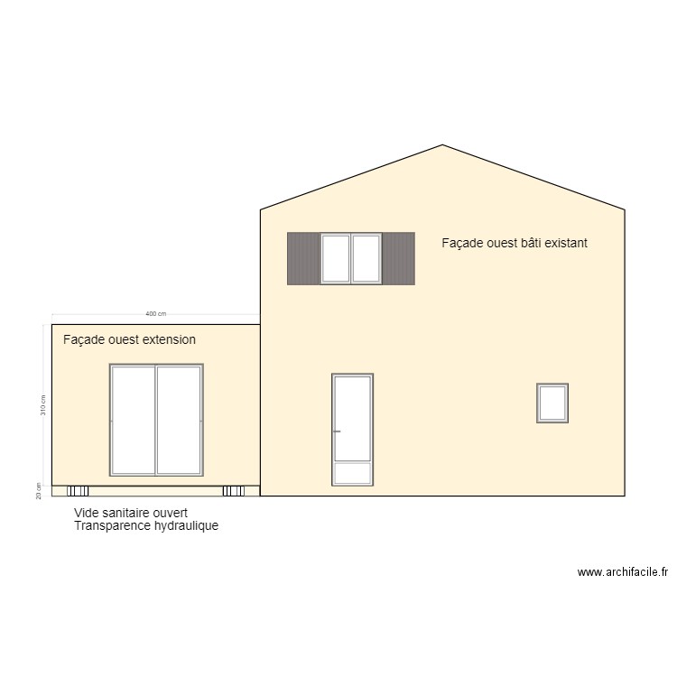 DP4 - Façade ouest - Toit terrasse. Plan de 0 pièce et 0 m2