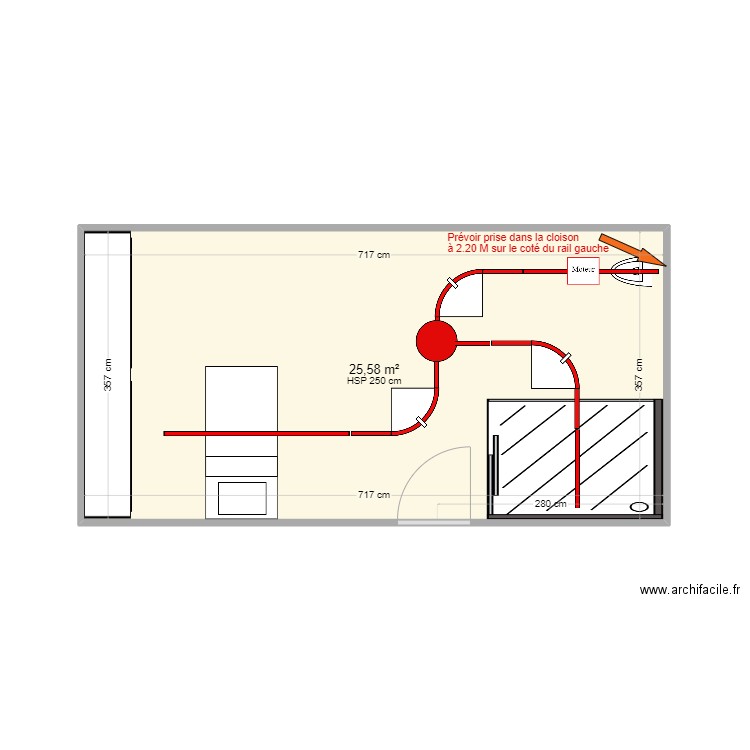 Sermesse. Plan de 1 pièce et 26 m2