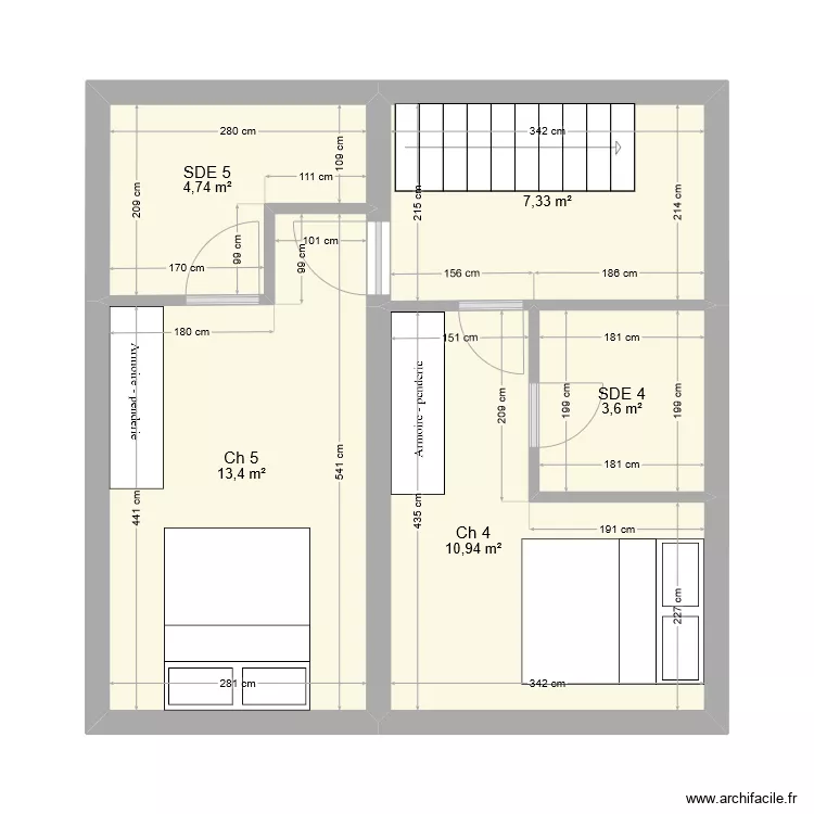R+1 2 suites V1. Plan de 