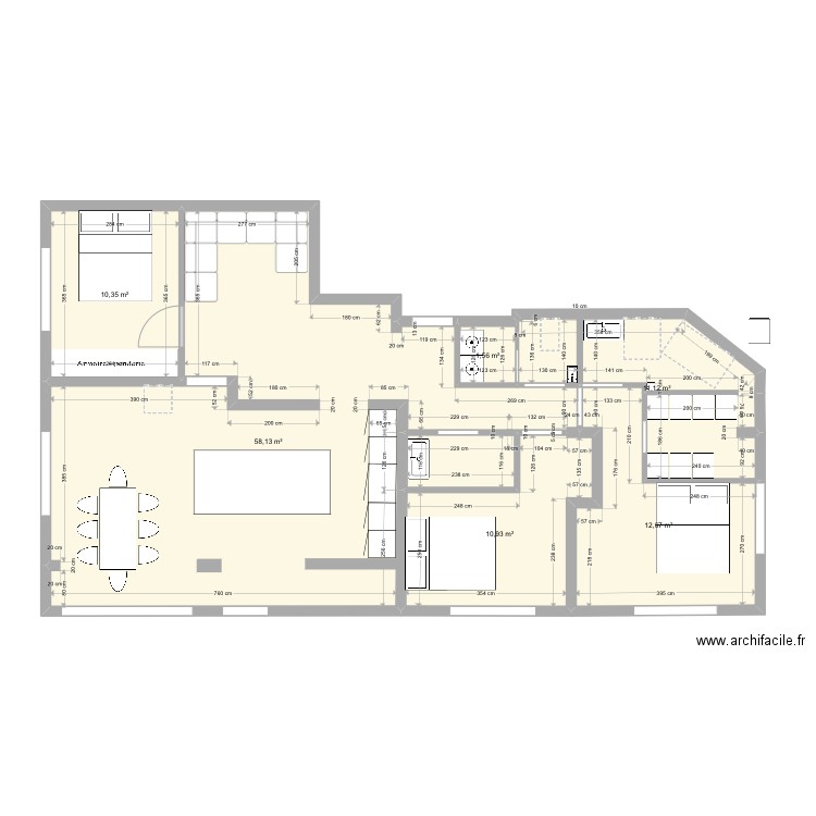 VF Palace . Plan de 6 pièces et 105 m2