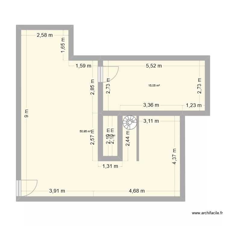 projet cave. Plan de 3  et 68 m²