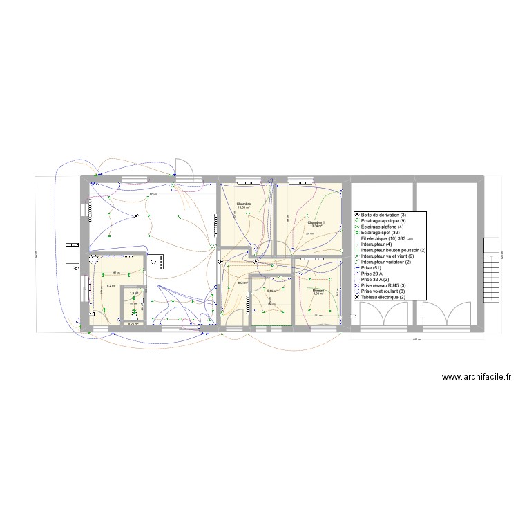 Plan Elec fev 2023 Le Cingle. Plan de 8 pièces et 56 m2
