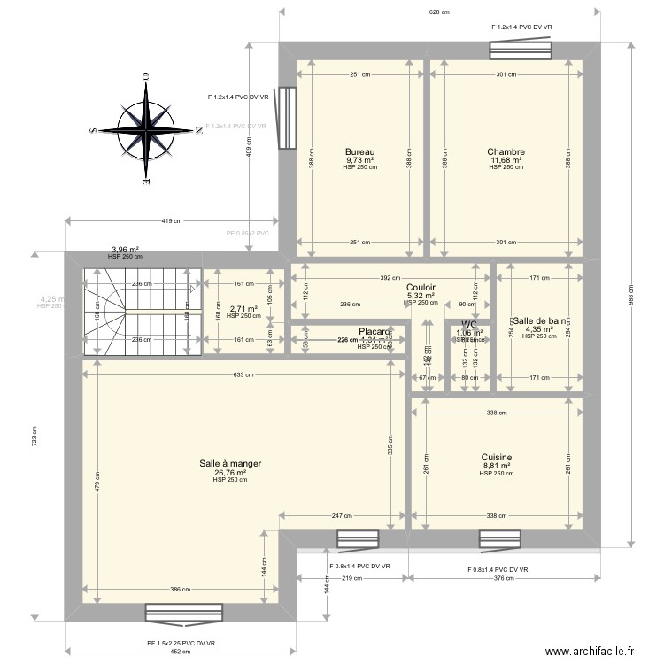 Girard. Plan de 16 pièces et 147 m2