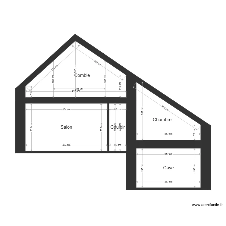 Maison  coupe. Plan de 