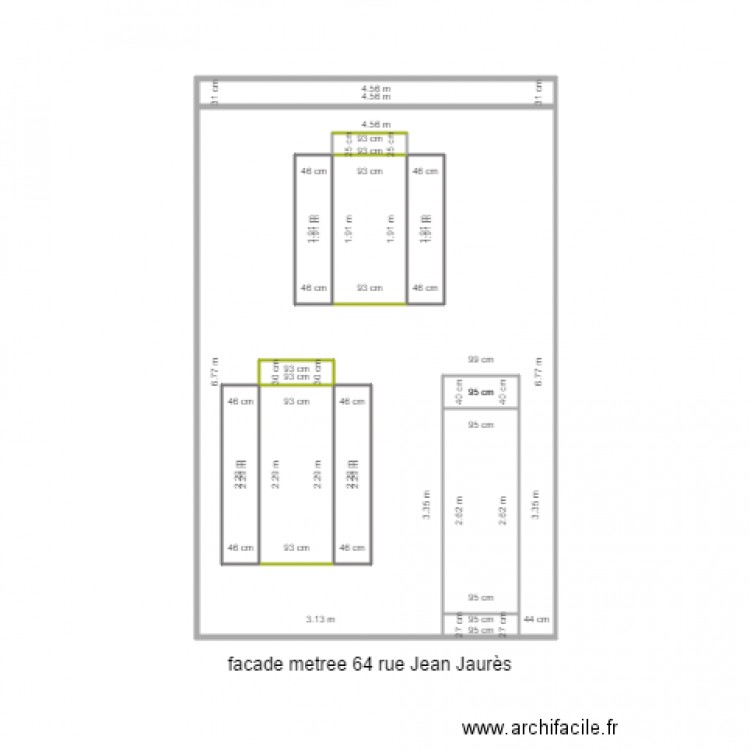 façade métrée Jaurès. Plan de 0 pièce et 0 m2