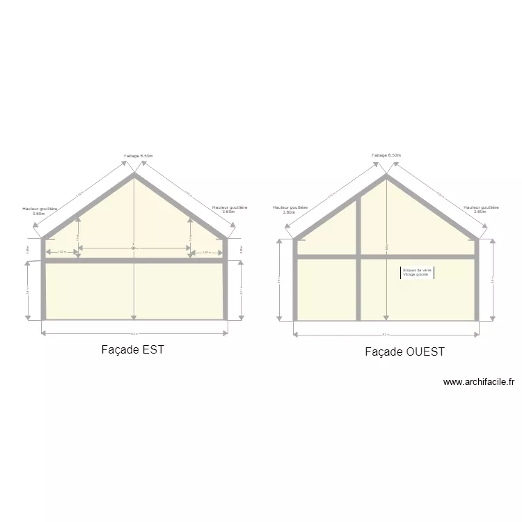 pignon EST OUEST. Plan de 
