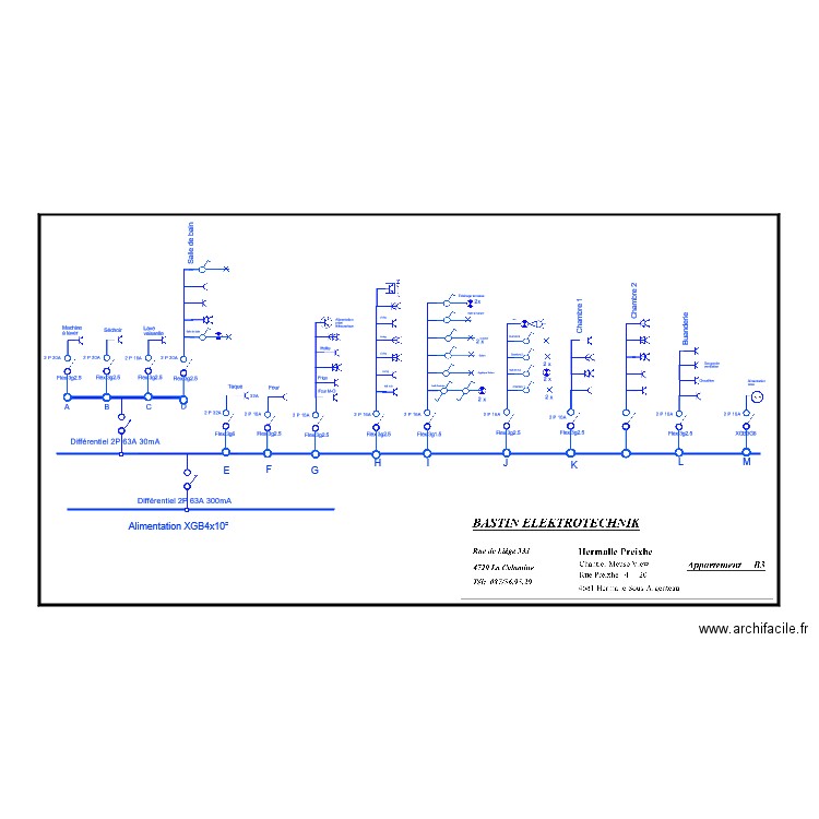 Appartement B3 Schema unifilaIRre. Plan de 0 pièce et 0 m2