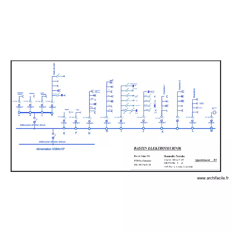 Appartement B3 Schema unifilaIRre. Plan de Appartement B3 Schema unifilaIRre. Plan de