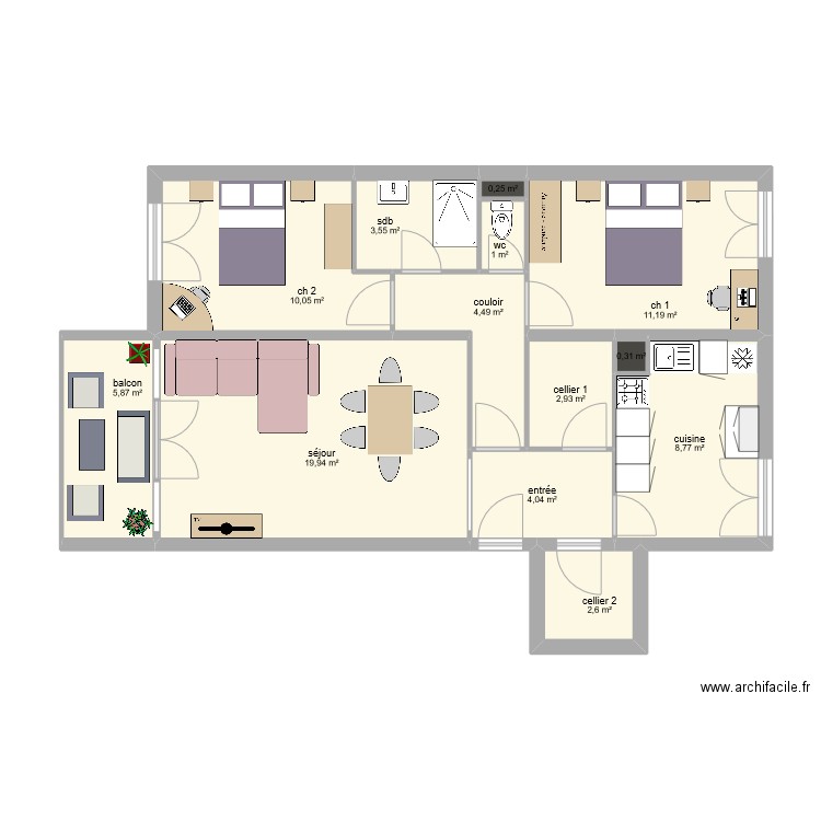 CAPOBIANCO T3 ERABLE. Plan de 13 pièces et 75 m2