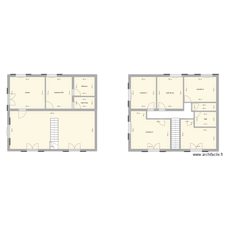 Existant. Plan de 12 pièces et 153 m2