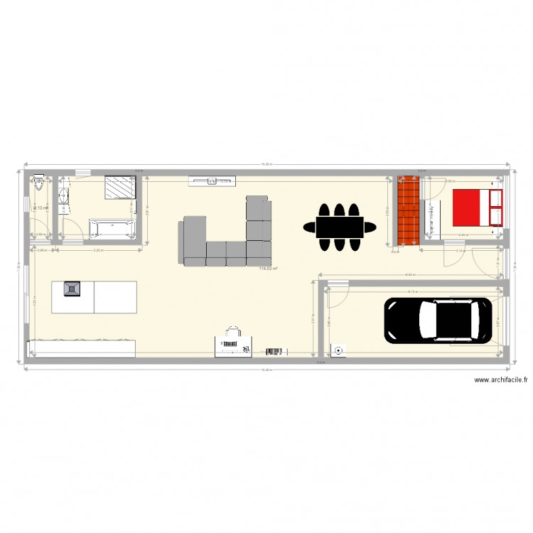 maison. Plan de 2 pièces et 116 m2