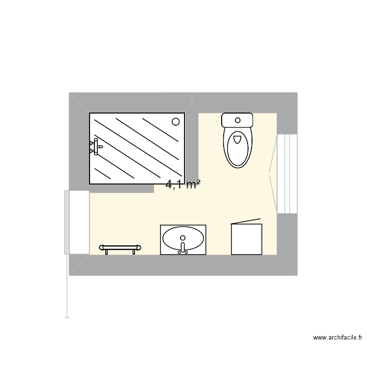 sfb. Plan de 1 pièce et 4 m2