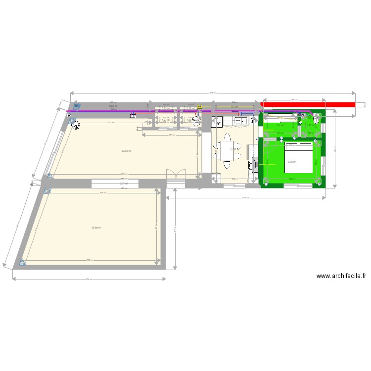 extension chambre révision 3. Plan de 0 pièce et 0 m2